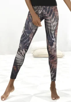 Discount LASCANA ACTIVE Leggings"Tropical" Gemustert-Braun-Beige-Grau