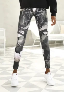 LASCANA ACTIVE Leggings"Tropical" Gemustert-Khaki-Hellrosa