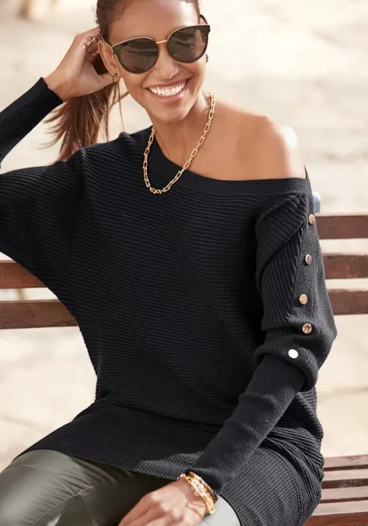 LASCANA Longpullover Schwarz