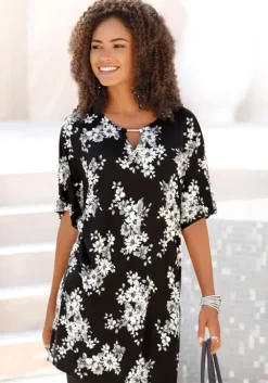 LASCANA Longshirt Schwarz-Bedruckt