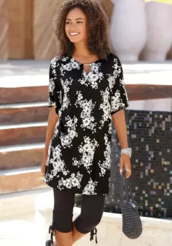 LASCANA Longshirt Schwarz-Bedruckt