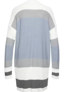 Clearance LASCANA Longstrickjacke Blau-Creme-Grau