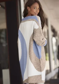 Sale LASCANA Longstrickjacke Creme-Beige-Blau