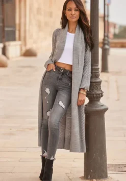 Online LASCANA Longstrickjacke Grau-Meliert