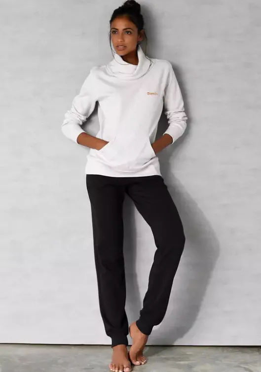 Sale Bench. Longsweatshirt"Mit Stehkragen In Layeroptik" Beige-Meliert