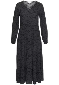 Online LASCANA Maxikleid Grau-Schwarz-Bedruckt