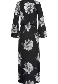 Best LASCANA Maxikleid Schwarz-Creme-Bedruckt