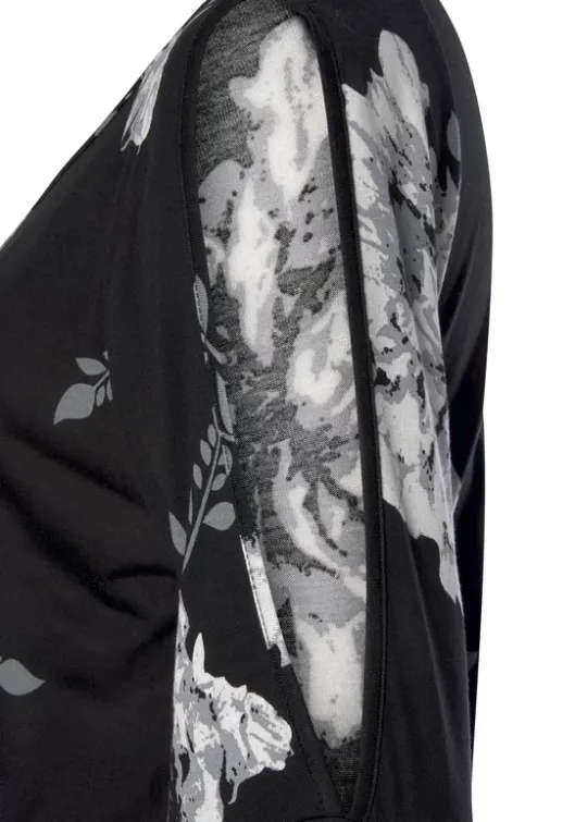 Best LASCANA Maxikleid Schwarz-Creme-Bedruckt