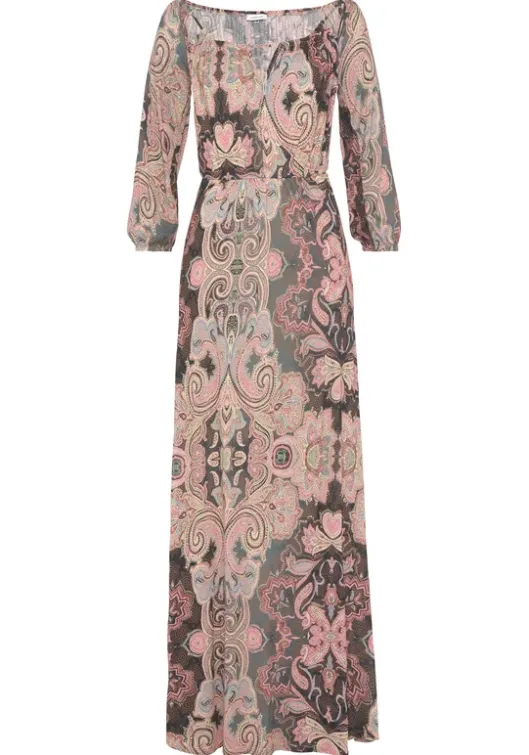 Clearance LASCANA Maxikleid Schwarz-Koralle Bedruckt