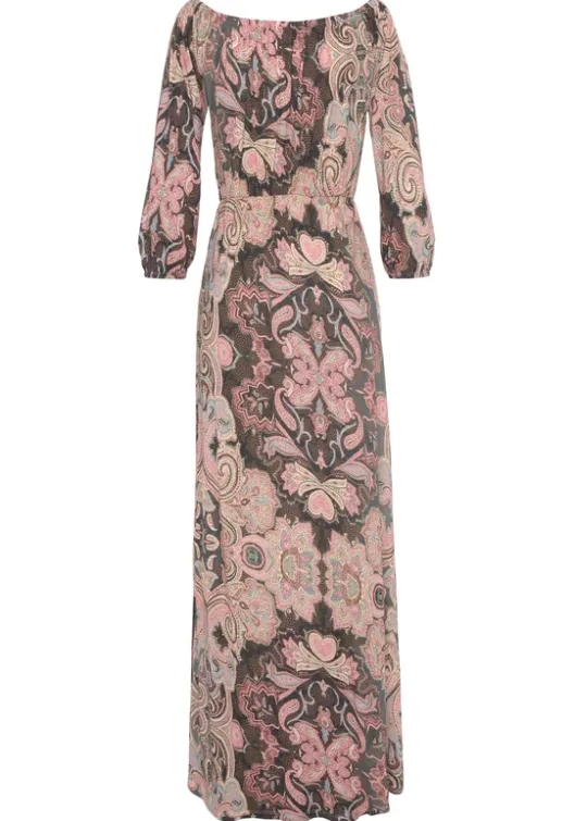 Clearance LASCANA Maxikleid Schwarz-Koralle Bedruckt