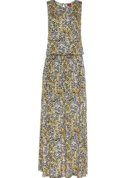 Discount s.Oliver Maxikleid Schwarz-Gelb Bedruckt