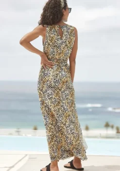 Discount s.Oliver Maxikleid Schwarz-Gelb Bedruckt
