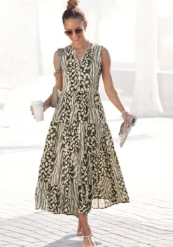 New LASCANA Maxikleid Grun-Taupe-Bedruckt