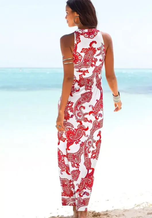 LASCANA Maxikleid Rot-Weis-Bedruckt