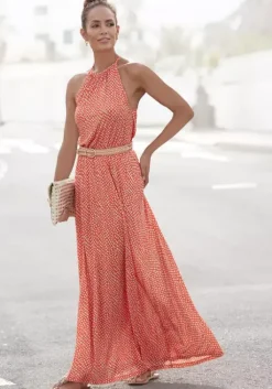 Sale LASCANA Maxikleid Rot-Taupe-Bedruckt