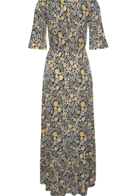 LASCANA Maxikleid Schwarz-Gelb-Bedruckt