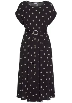 Online LASCANA Midikleid Schwarz-Sand-Bedruckt