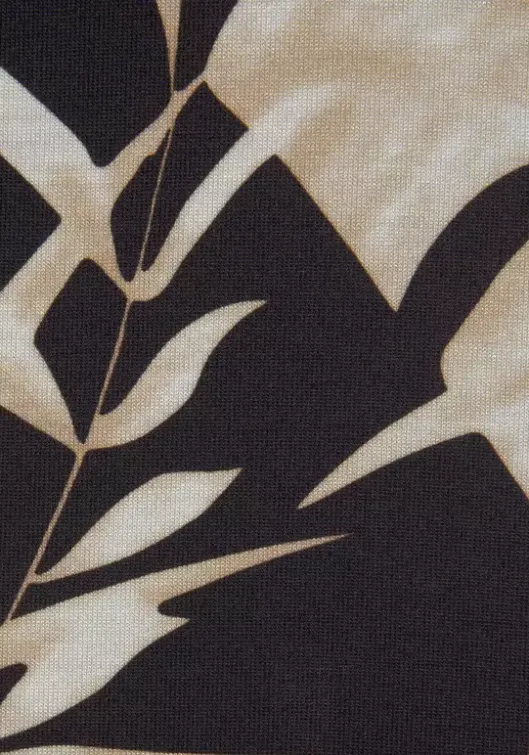 Hot Vivance Midikleid Schwarz-Beige-Bedruckt