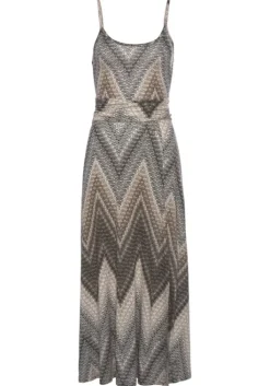 Clearance LASCANA Midikleid Schwarz-Braun-Creme Bedruckt