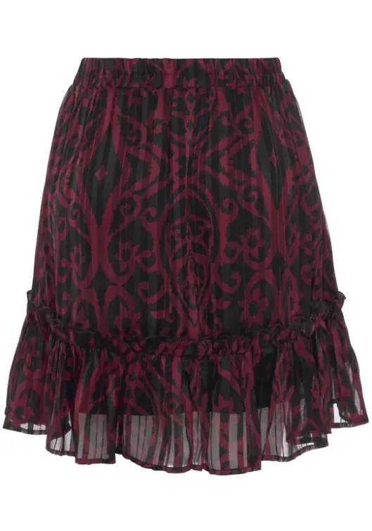 Clearance Buffalo Minirock Bordeaux-Schwarz-Bedruckt