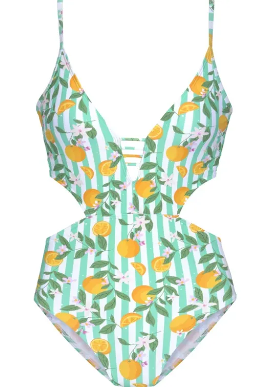 Online Buffalo Monokini"Capri" Mint-Orange Bedruckt