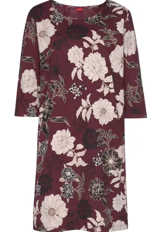 Sale s.Oliver Nachthemd Bordeaux-Geblumt-Mehrfarbig