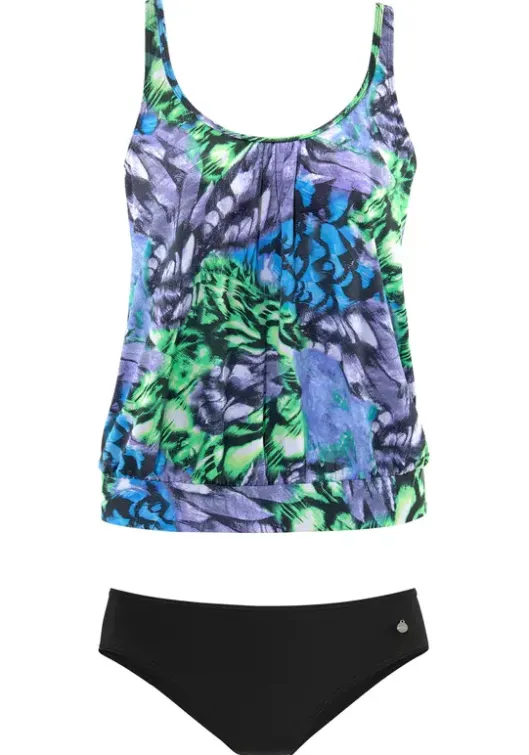 Clearance LASCANA Oversize-Tankini Schwarz-Grun