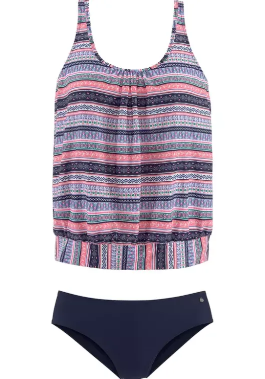 Best s.Oliver Oversize-Tankini Blau-Rosa-Bedruckt
