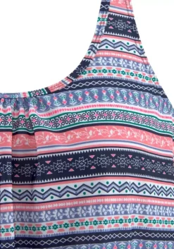 Best s.Oliver Oversize-Tankini Blau-Rosa-Bedruckt