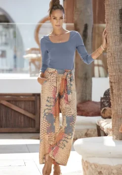Outlet Buffalo Palazzohose Orange-Blau-Bedruckt