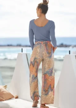 Outlet Buffalo Palazzohose Orange-Blau-Bedruckt