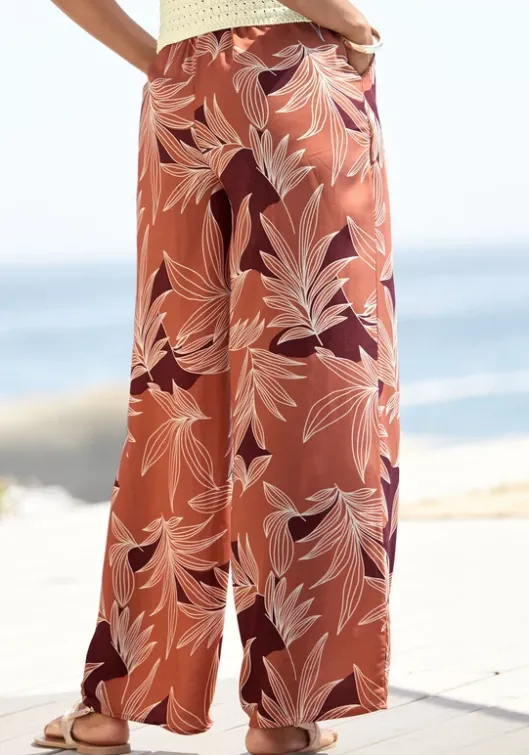 LASCANA Palazzohose Orange-Aubergine Bedruckt