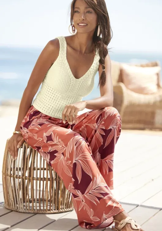 LASCANA Palazzohose Orange-Aubergine Bedruckt