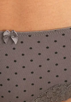 New LASCANA Panty Taupe-Uni, Gepunktet, Gestreift