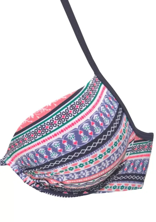 New s.Oliver Push-Up-Bikini-Top"Barcelona" Blau-Rose-Gestreift