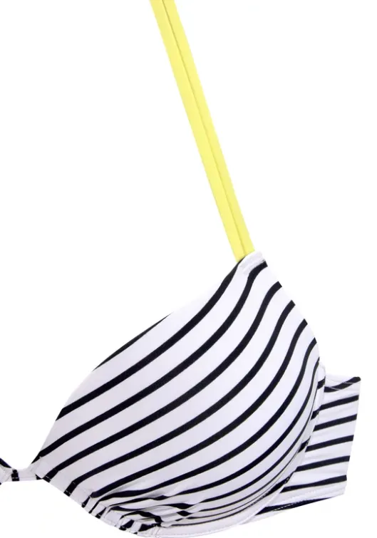 Discount Venice Beach Push-Up-Bikini-Top"Camie" Schwarz-Weis-Limette