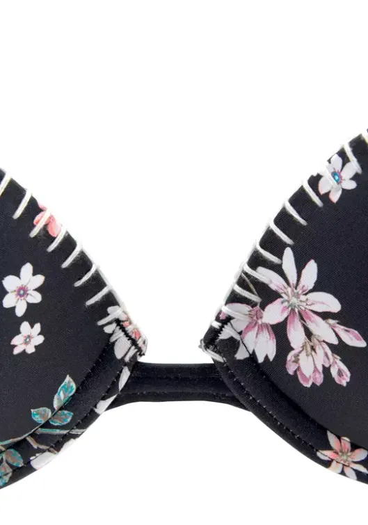 Online Sunseeker Push-Up-Bikini-Top"Ditsy" Schwarz-Bedruckt