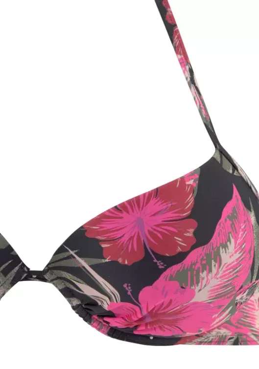 LASCANA Push-Up-Bikini-Top"Elsa" Schwarz-Pink-Bedruckt