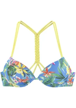 Venice Beach Push-Up-Bikini-Top"Hanni" Blau-Bedruckt