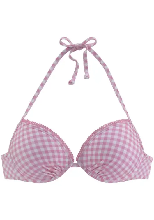 Clearance Buffalo Push-Up-Bikini-Top"Karo" Rosa-Kariert