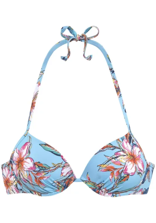 Discount LASCANA Push-Up-Bikini-Top"Malia" Hellblau-Bedruckt