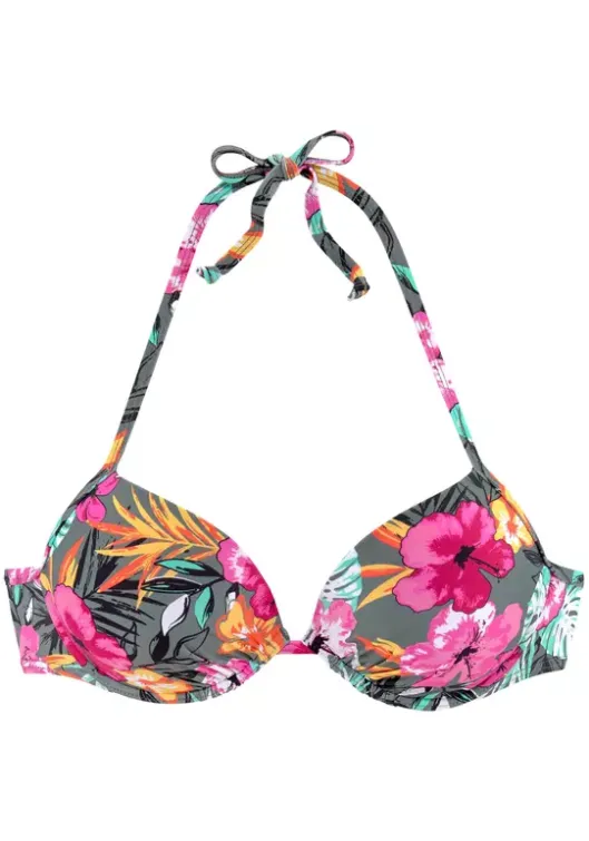 Outlet Buffalo Push-Up-Bikini-Top"Pine" Oliv-Bedruckt