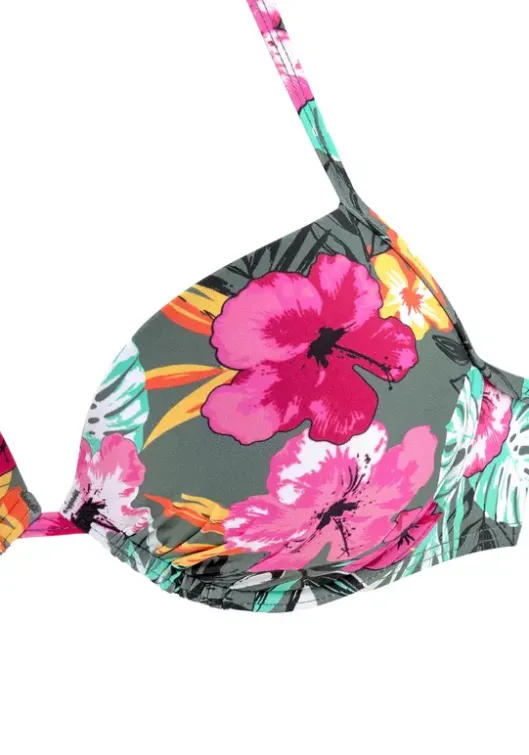 Outlet Buffalo Push-Up-Bikini-Top"Pine" Oliv-Bedruckt