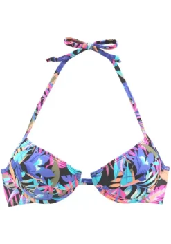 Sale Bench. Push-Up-Bikini-Top"Pitch" Schwarz-Bedruckt