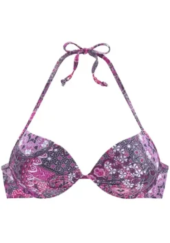 Buffalo Push-Up-Bikini-Top"Shari" Aubergine-Bedruckt