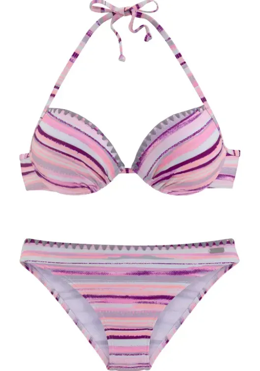 Sale Venice Beach Push-Up-Bikini"Violet" Lachs-Bedruckt