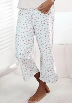New s.Oliver Pyjamahose Ecru-Geblumt