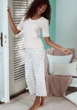 New s.Oliver Pyjamahose Ecru-Geblumt