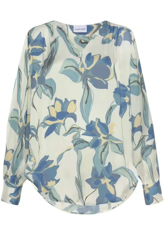 New LASCANA Satinbluse Creme Bedruckt