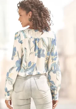 New LASCANA Satinbluse Creme Bedruckt